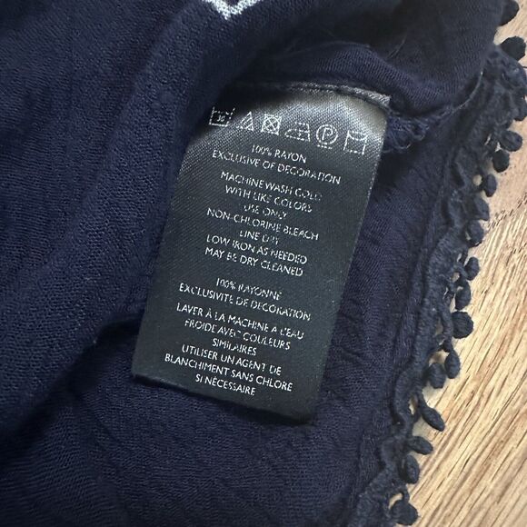 Ecote Blouse, Bohemian, Navy Blue, Off the Shoulder, Flowy, Medium - Picture 9 of 11